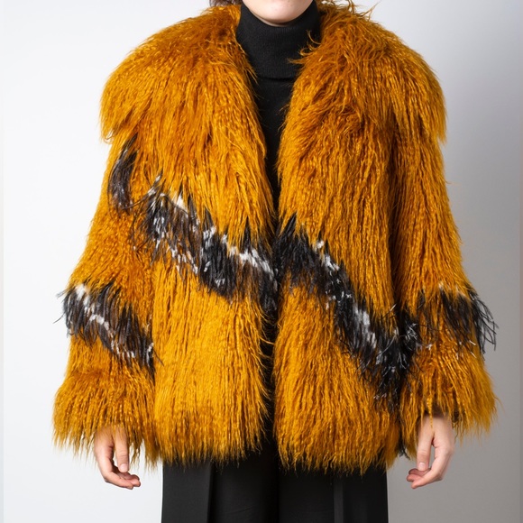 Dries Van Noten 2018 Runway Mustard Faux Shearling Coat - Picture 14 of 16